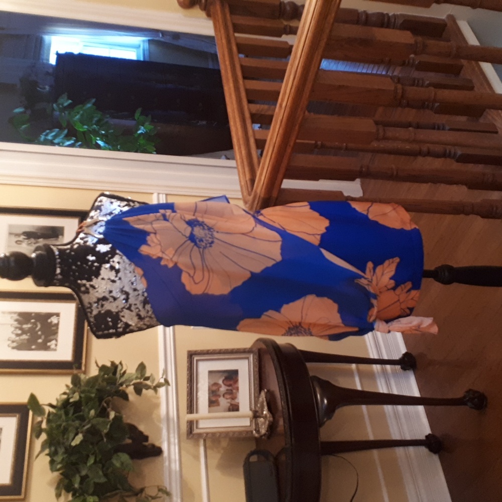 Marciano Blue and Orange Mini Dress - Picture 2 of 7